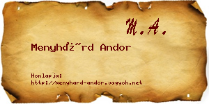 Menyhárd Andor névjegykártya